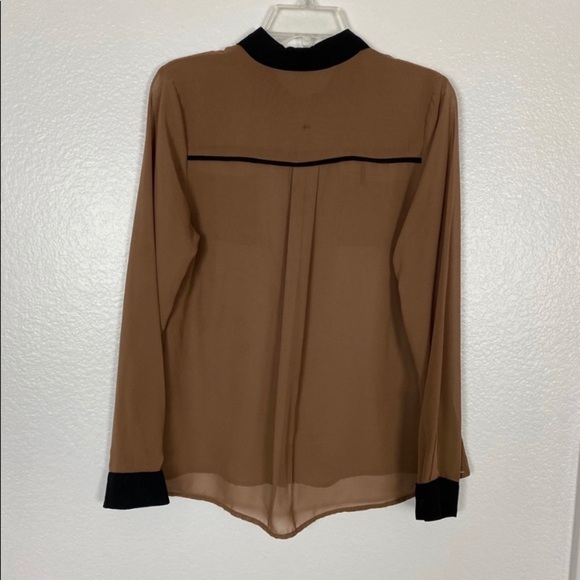 mine Semi-sheer Shirt Brown Black Size L - Picture 2 of 7